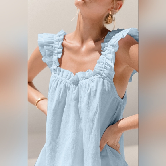 Ruffled Square Neck Top and Shorts Set - Picture 2 of 7